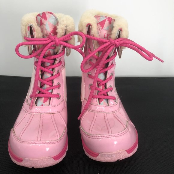 UGG GIRLS size 3 BOOTS BUTTE II PINK WATERPROOF BOOT SHEARLING Snow Rain Winter - Picture 4 of 15